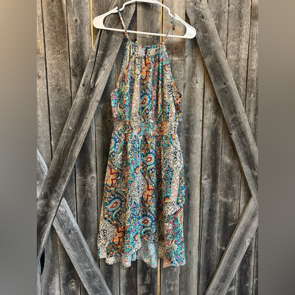 SHEIN Teal Multicolor High-Low Sundress